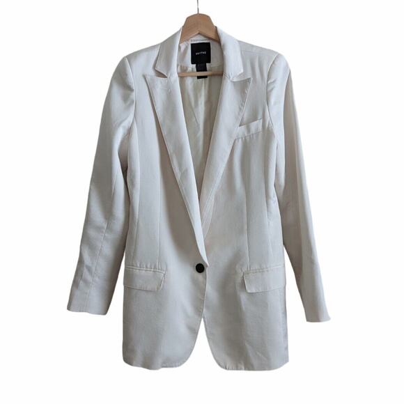Smythe Blazer Ivory One-Button Long Jacket Women's Size 2 - Picture 1 of 12